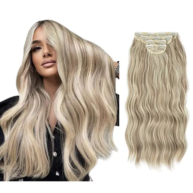 Synthetic Long Wavy Clip Hair Extensions