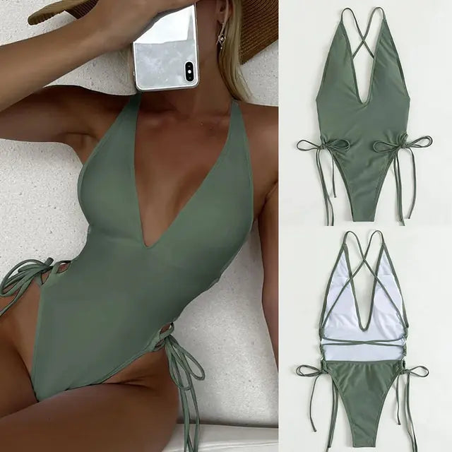 Lace-Up One-Piece: Swimwear Elegance